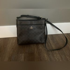 Dark Brown Signature Coach Crossbody Bag - image 1